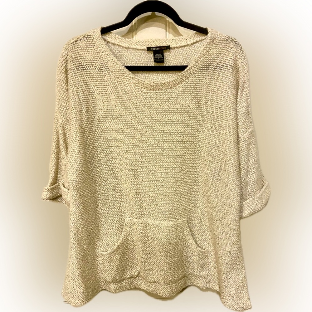 ~ROBERT LOUIS~ Womens Size Large Cream Colored Short Sleeve Blouse